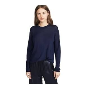 Vince Long Sleeve Tee Navy Minimalist Capsule Wardrobe Elevated Basics Size S